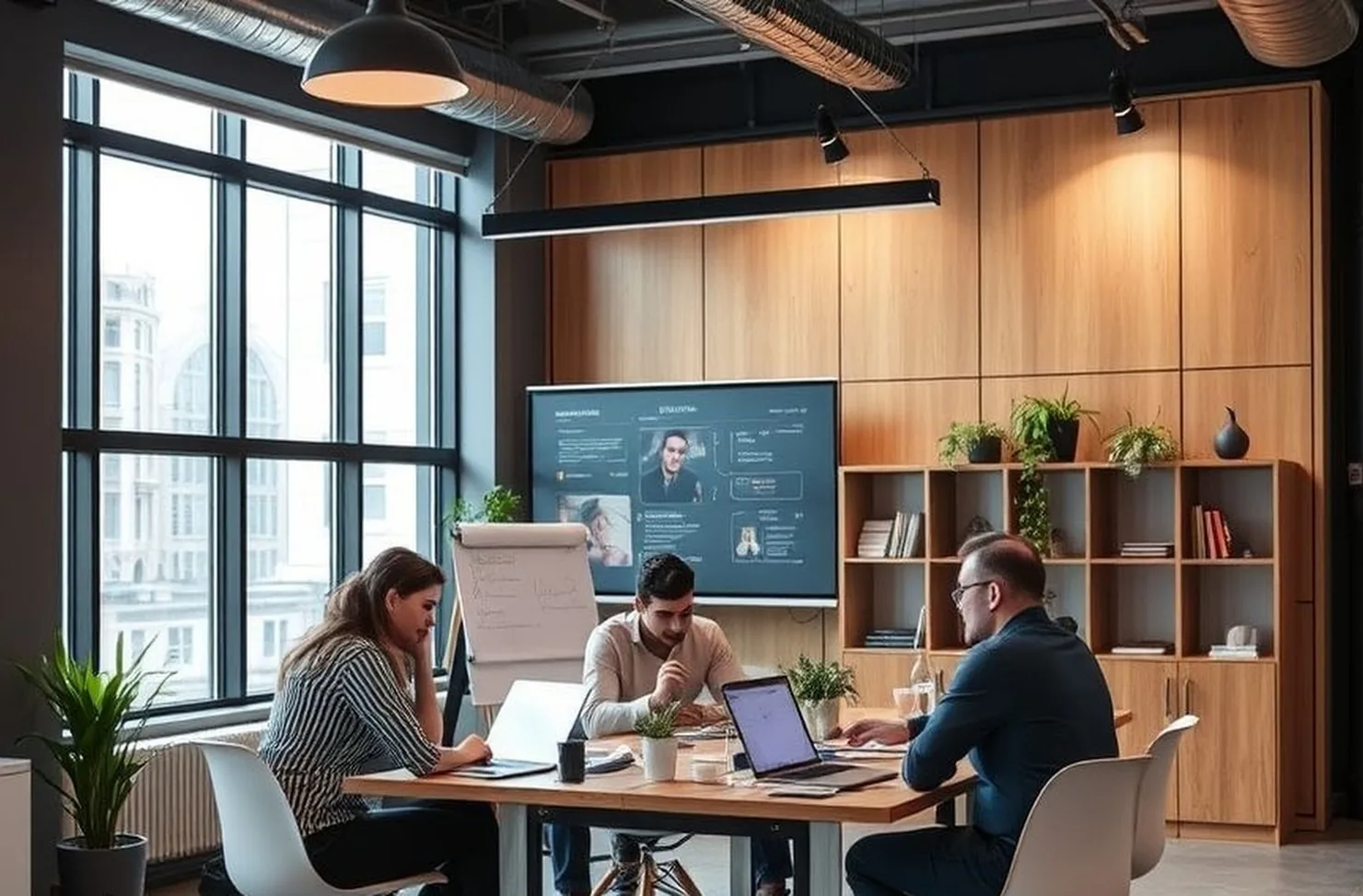 Hybrid work strategy workshop modern photo